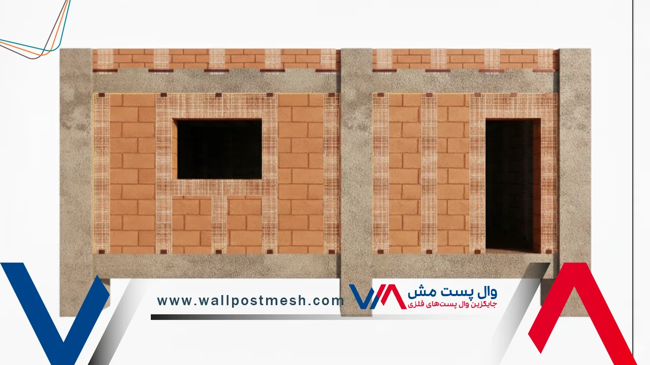 ضوابط مهار وجه خارجی دیوار دارای بازشو با وال مش